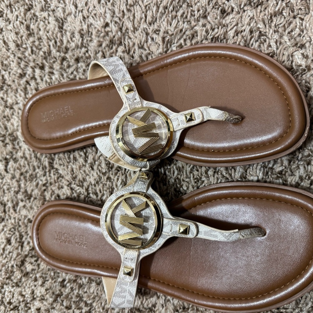 Michael Kors Brown and Gold Sandals